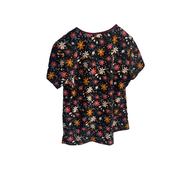 Zoe & Chloe XL Flowers V-Neck Scrub Top Stretch Pockets - Picture 6 of 7